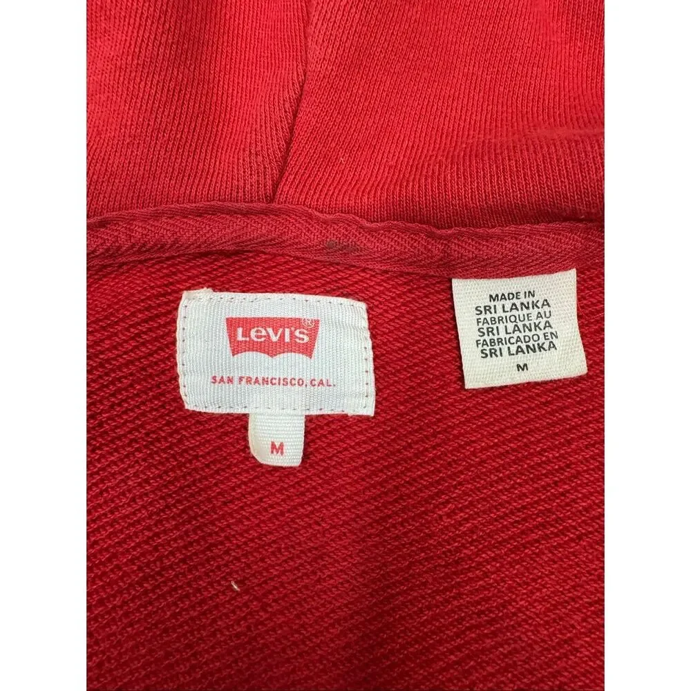 Levi’s Mens Full Zip Red Hooded Jacket with Logo Size Medium - Picture 8 of 10